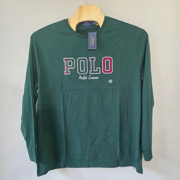 Polo Ralph Lauren Mens Green Long Sleeve Plaid Logo T-Shirt XXL Classic Fit NEW